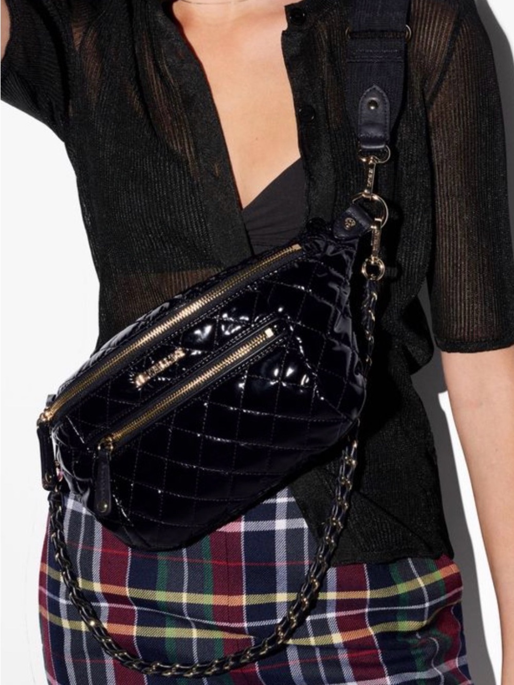 NWT MZ Wallace Small Crosby Sling Black Lacquer